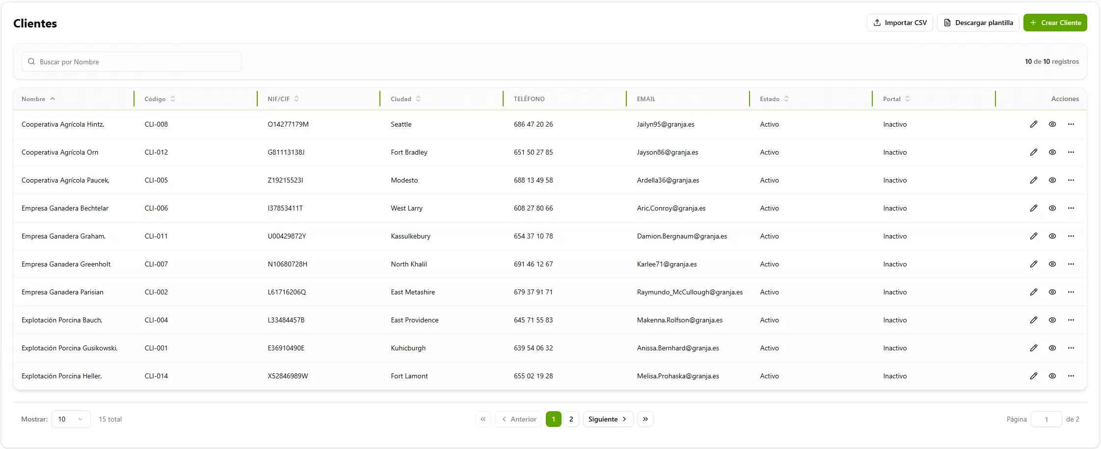 Gestión de clientes en AgroTraz