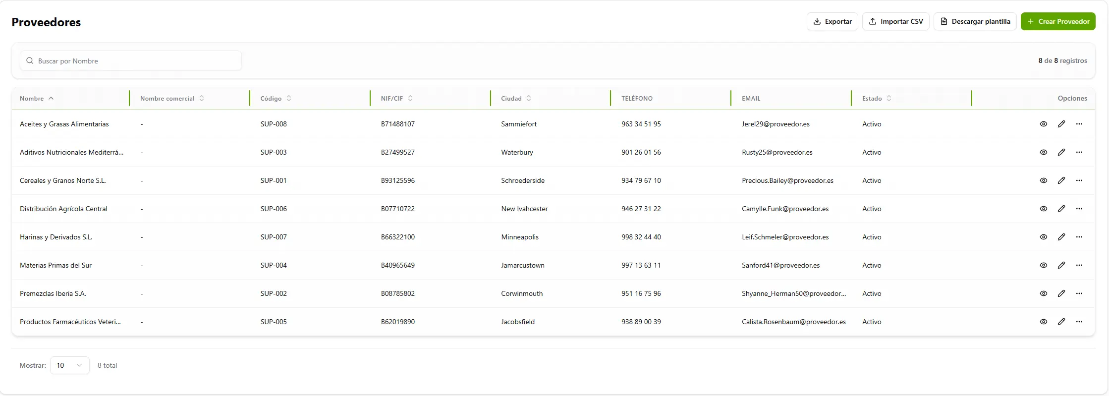 Gestión de proveedores en AgroTraz