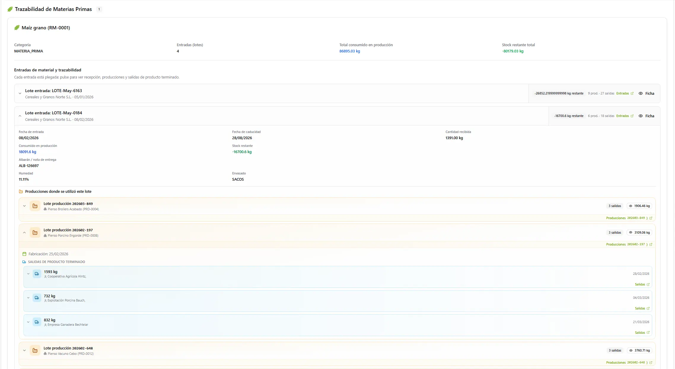 Informe de trazabilidad en AgroTraz
